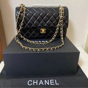 Chanel Quilted Black Crossbody with Gold Chain
